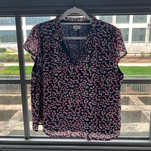 J Crew pink and navy work top, worn once, size XL